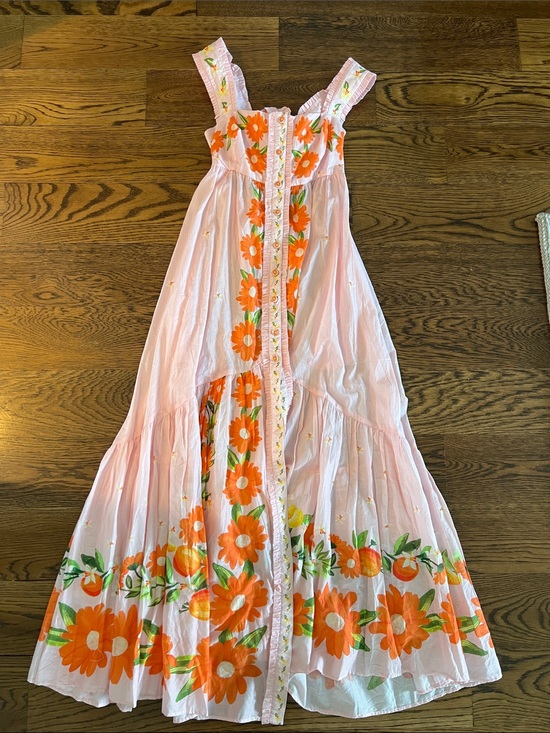 FARM Rio Dresses & Skirts - Farm Rio Pink Floral Sundress with Orange Flower Print